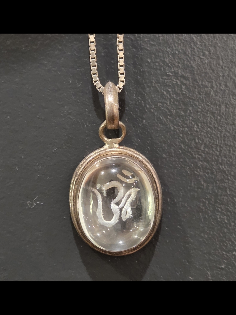 Sterling Silver Clear Om Pendant Necklace